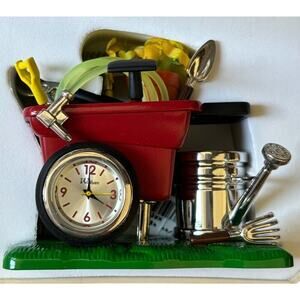 Master Gardener COLLECTIBLE MINI CLOCK, Garden Tools water can...DESK TOP